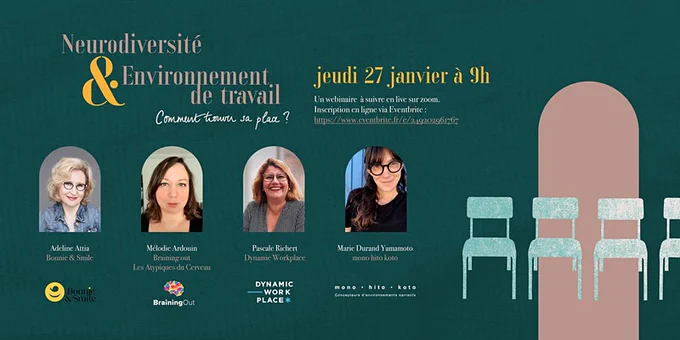 Neurodiversité & Environnement de travail.
Table ronde webinar
Inscription nécessaire au préalable sur : https://lnkd.in/guRcWu_x
