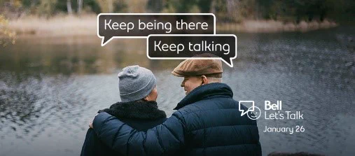 Two people hugging with text ''Keep being there'' and ''Keep talking''.