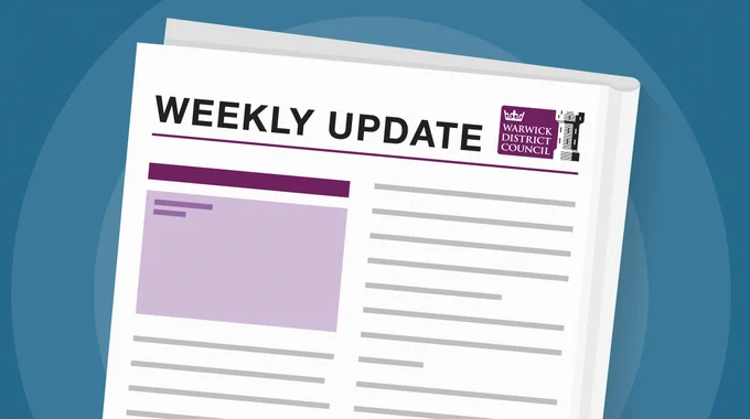 Image of a newspaper with 'Weekly Update' and the WDC logo as the heading, with hard lines indicating lines of text.
