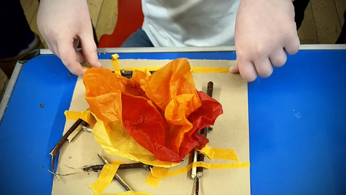 A finished mini-campfire.