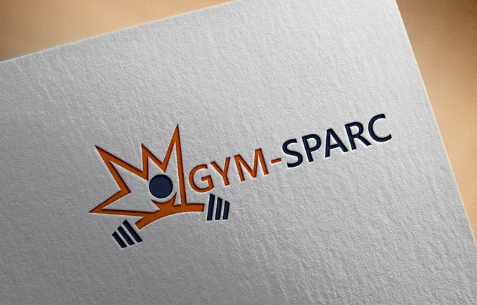 A bright and sparky logo in orange and navy blue represents a person working out with weights. Logo designed to impart a feeling of energy. GYM-SPARC stands for Getting Young adults Moving by Supporting Participation and Access in Recreation Centres. Gyms and young adults with disability are key stakeholders in our research program.