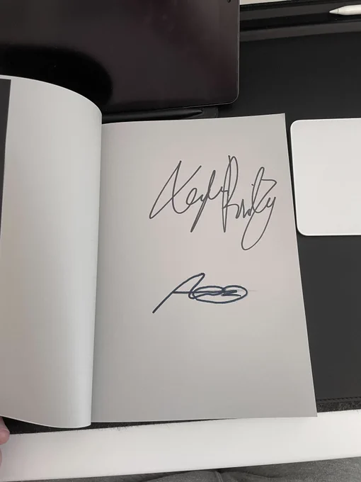 The inside cover, signed by Heydon and Andy