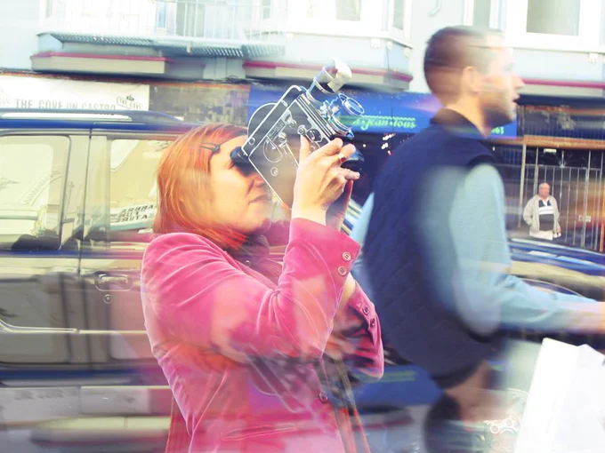 Natalija Vekic filming at the save the Castro protest