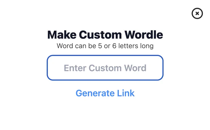 Screenshot for entering a custom word
