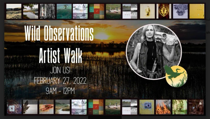 Walk with the artist around 7 sites in the homestead entrance of Everglades National Park where installations of her Wild Observations are currently on view. Registration required through Friends of the Evergla
des. 
