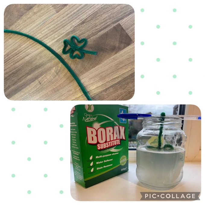 Borax crystallised shamrocks