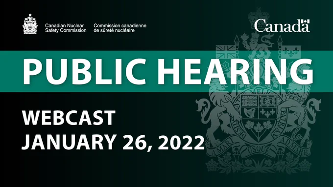 The phrase “Public Hearing Webcast January 26, 2022” superimposed over the Arms of Canada. 