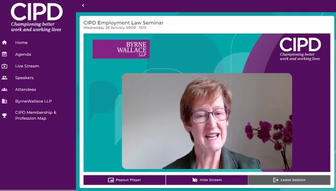 screen shot of seminar chair Mary Connaughton Director, CIPD Ireland