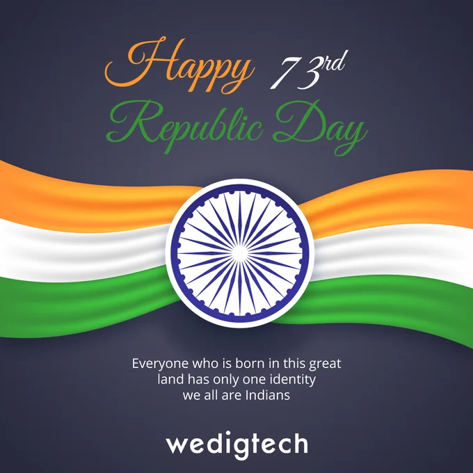 wedigtech will continue developing innovative software solutions for organizations and people across India to boost efficiency and productivity. Happy Republic Day!

#wedigtech #happyrepublicday #innovation