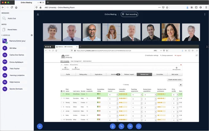 Online-Kommissionssitzung mit dem Selectus Decision Tool
