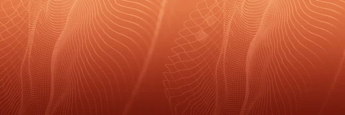 Orange background with light curved shapes.