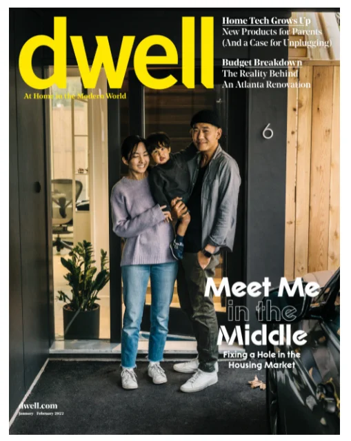Award-winning Pearl Block is on the cover of @dwell! 
Six thoughtfully designed townhomes in the Oaklands neighbourhood of Victoria. Built on a challenging triangular lot that was vacant for almost 65 yrs, it is the epitome of creative infill development: https://bit.ly/3qZ9aAw