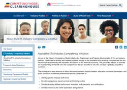 Competency model clearinghouse website featuring workforce development resources