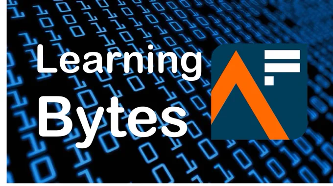 Image: Text reads ‘Learning Bytes’ with the Analysis Function logo against a dark background of coding numbers one and zero.