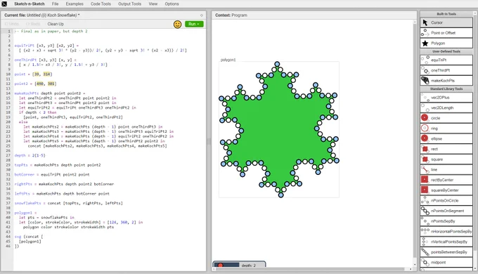Snapshot of sketch-n-sketch from UIST 2019 Paper @http://ravichugh.github.io/sketch-n-sketch/releases/index.html