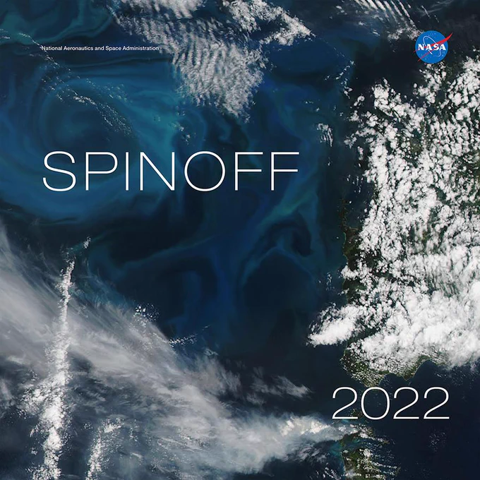 Cover imagery of the NASA Spinoffs publication for 2022.