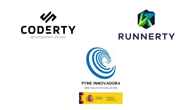Sello de Coderty, Runnerty y el sello de Pyme Innovadora del ministerio de ciencia e innovación