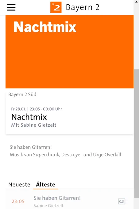 Screenshot Webversion BR-Radio-App
