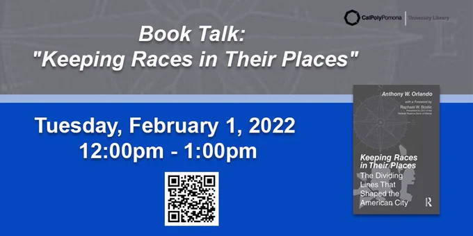 Event flyer for Keeping Races In Their Places at noon 2/1/22