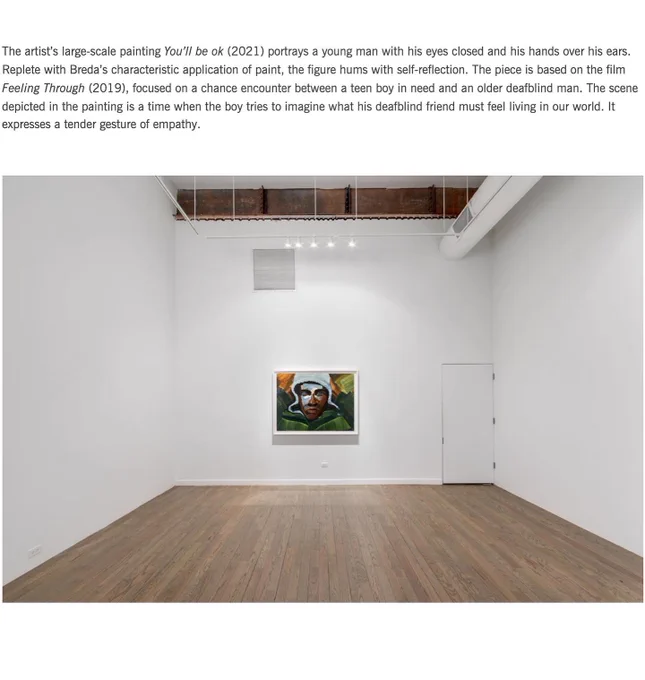 The same painting, viewed from a distance, hung in an art gallery on a white wall.​