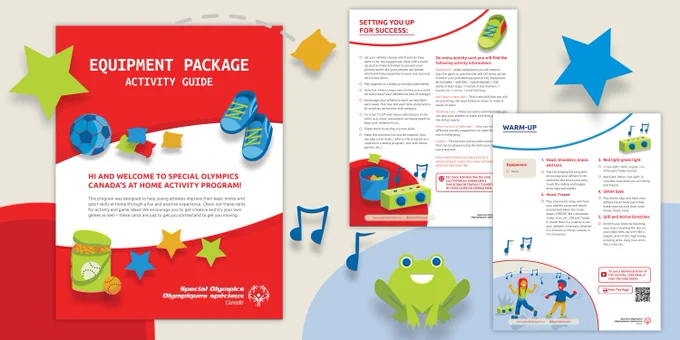 Cover and interior page images from the Special Olympics Canada activity guide.