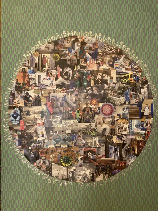 Collage of images of scientists and medics from the pandemic 