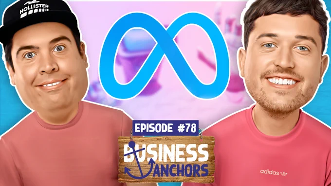 Business Anchors podcast. Meta logo, with speaker shown either side. Lloyd Knowlton and Dan Knowlton.