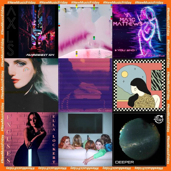 #NewMusicFriday

▪️AXLS - fahrenheit 104
▪️Harry Stone - daydreaming
▪️Marc Matthews - you and I
▪️Victoria Carbol - picket fence girl
▪️The Catalina - all over again
▪️Pylons - mona
▪️Ella Lockert   excuses
▪️SLANT - 75" tv screen
▪️Zac and The Man - deeper