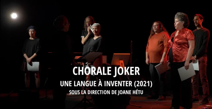 Cet enregistrement a été réalisé le 15 octobre 2021 au Centre d'Expérimentation Musicale de Chicoutimi (Québec).

Présenté par le Centre d’expérimentation musicale (CEM), le Festival des musiques de création (FMC) et les Productions SuperMusique (PSM).

Pour plus d'informations:
https://www.supermusique.qc.ca/fr/series/2233/chorale-joker-quebec-2021

Chorale JOKER :
François Couture, voix
David Cronkite, voix
Gabriel Dharmoo, voix
Jean Derome, voix
Géraldine Eguiluz, voix
Lori Freedman, voix
Kathy Kennedy, voix
Elizabeth Lima, voix
Cléo Palacio-Quintin, voix
Vergil Sharkya’, voix
Joane Hétu, cheffe