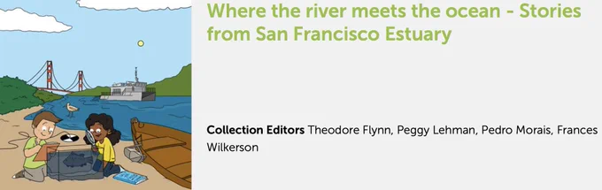screenshot of the Frontiers for Young Minds collection banner; two children are on the beach looking into a fish tank next to a small boat. The Pacific Ocean and Golden Gate Bridge are in the background. 