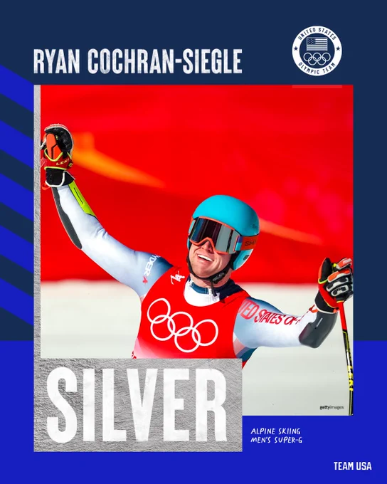Silver medal graphic for Ryan Cochran-Siegle