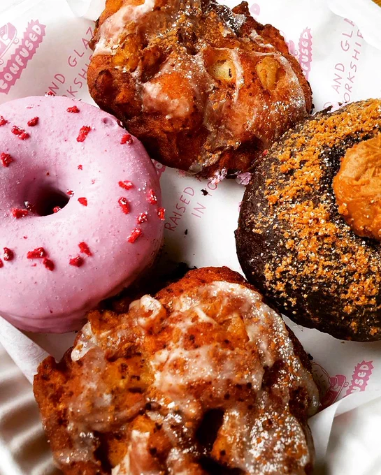 Delicious vegan donuts and apple fritters