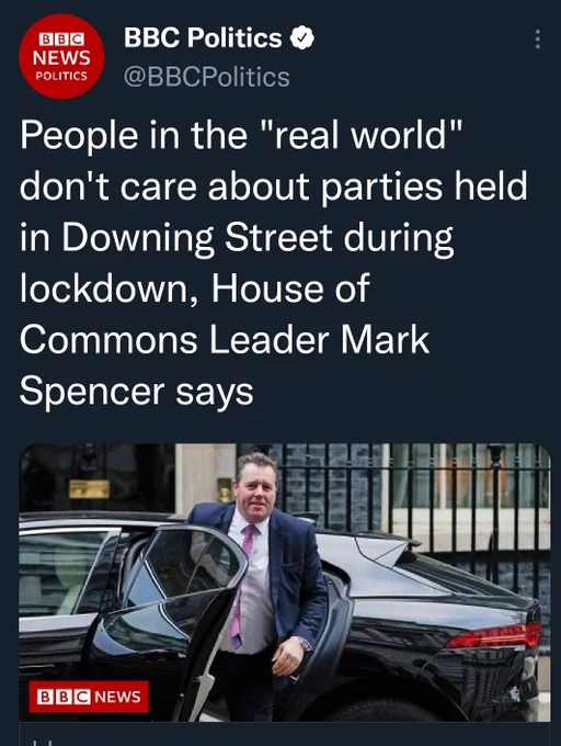 People in the real world don't care about parties held in Downing Street during lockdown, House of Commons leader Mark Spencer