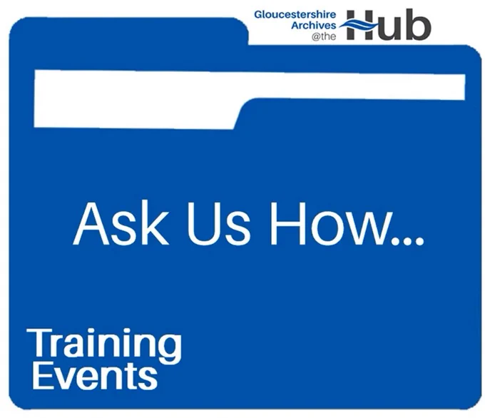 Blue folder with white text 'Ask us how'