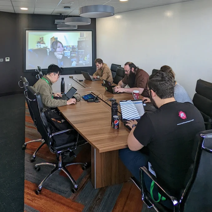 Wirehive team working together on Microsoft Hackathon.