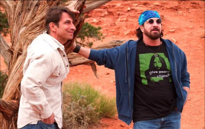 The Marten Bros.  Actor/Producer Jonathan Marten, right, with Director Ethan Marten on Airport Mesa in Sedona, AZ during a shoot for White Buffalo: An American Prophecy back in 2011. The documentary was created during a 27-year span from 1994 - 2021.