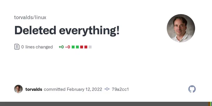 Linus Torvalds deletes everything from torvalds/linux on GitHub!