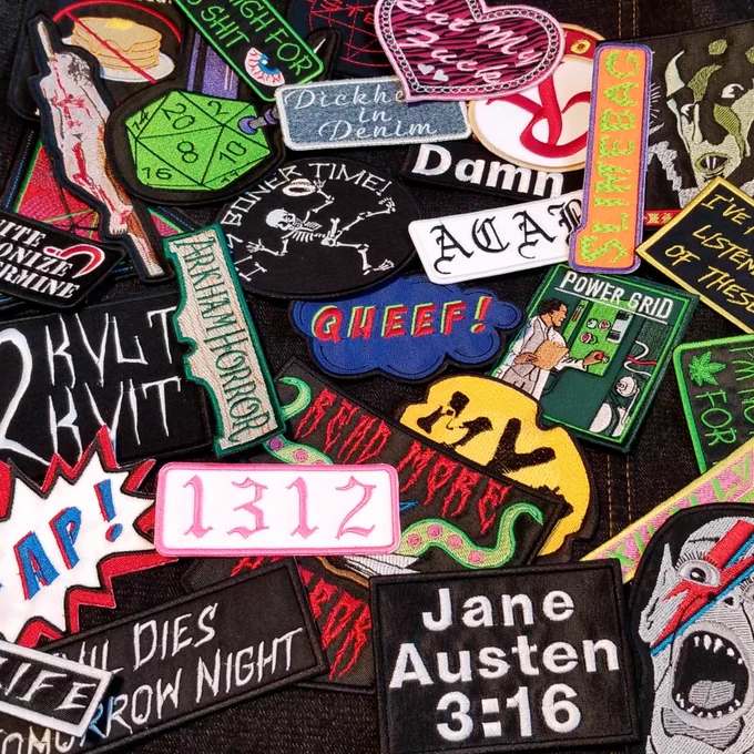 Weird, punk, metal, and horror embroidered patches from Thread By Dawn.
