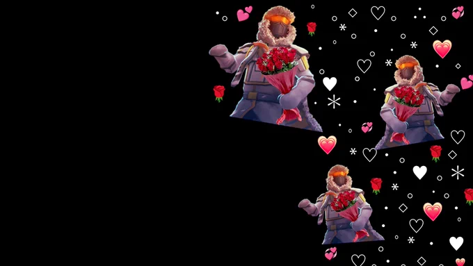 A cascade of bouquet-wielding Helldivers and hearts.