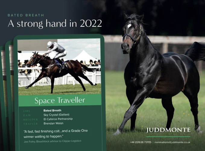 Bated Breath sire of Space Traveller, just one of a strong hand of runners for the Juddmonte sire in 2022