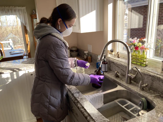 A Purdue University graduate student collects a drinking water sample at a home whose property was damaged by the 2021 Marshall Fire. The research team was assisting homeowners in determining whether their water infrastructure was chemically contaminated, and if this contamination reached building faucets. This work was initiated from the Center for Plumbing Safety at Purdue, a national center developed for advancing knowledge, health, and innovation. Results will be posted at www.PlumbingSafety.org.