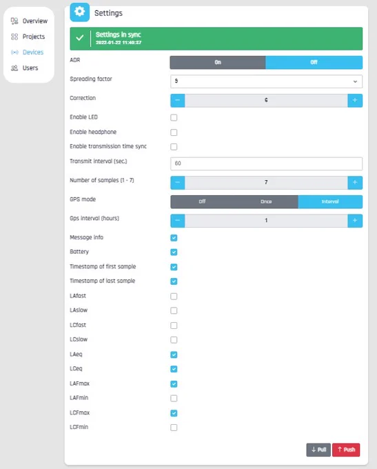 Dashboard  is designed to use the Ranos dB 2 to its full potential: Settings can be changed from the cloud with the touch of a button.