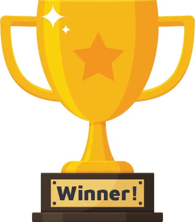 Gold trophy with Winner! plaque