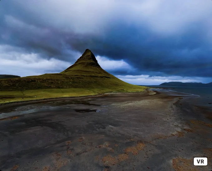 A full 360/180 panorama taken in Iceland in the place not accessible by foots. Giga panorama created from flying drone camera.