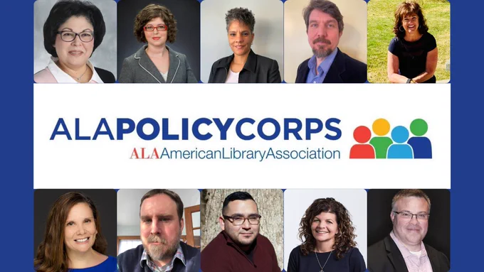 [ALA Policy Corps members headshots with ALA Policy Corps logo] Jensen Adams, Audrey Barbakoff, Becky Calzada, Tiffeni Fontno, Ursula Gorham, Christy James, Tim Miller, Bradley Wiles, Jose (Miguel) Ruiz, Tammy Westergard.
