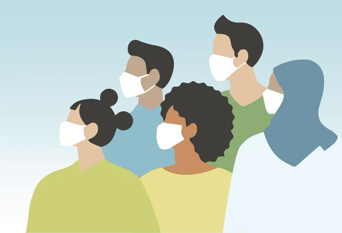 People wearing masks