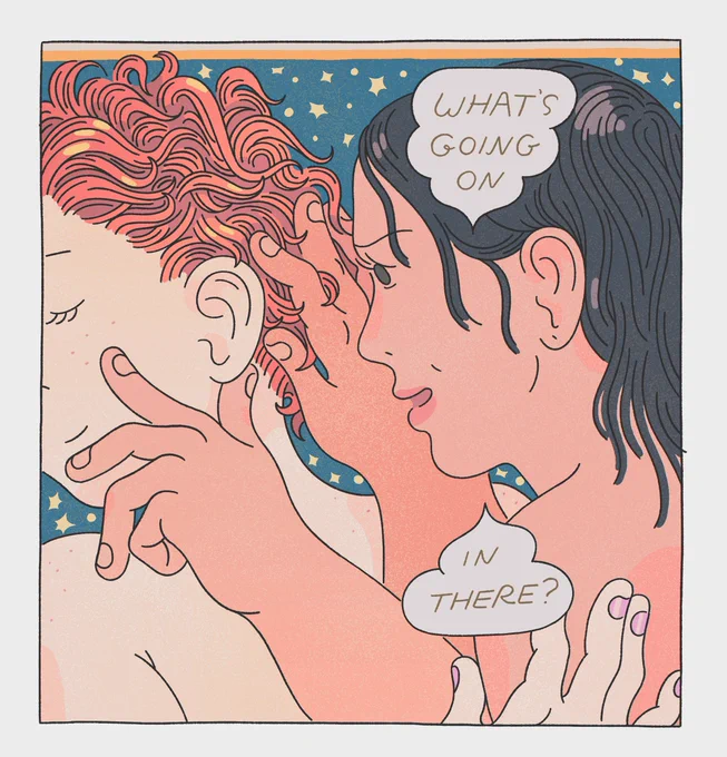 woman looking into another woman's ear, "what's going on in there?"