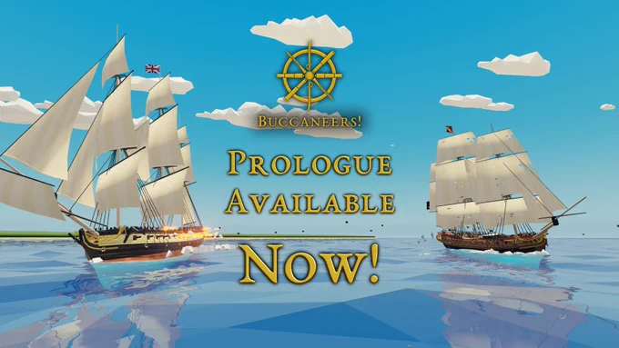 Two ships battling with the words Prologue Available Now.