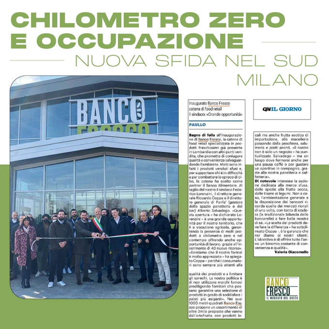 Taglio del nastro del nuovo punto vendita di Banco Fresco a Paullo