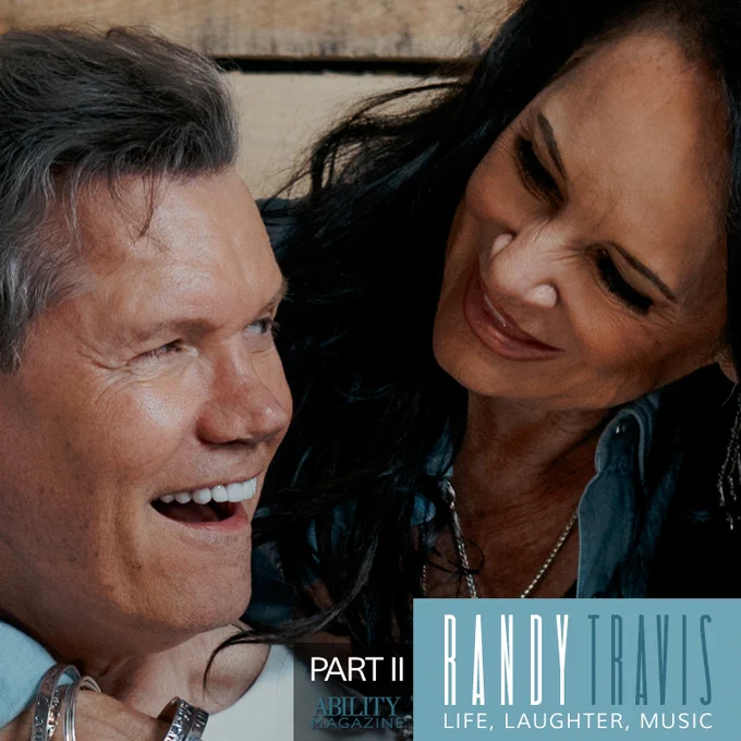 Randy Travis, life, laughter, music. Randy and Mary Travis with big smiles looking at one another.